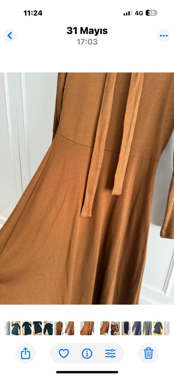 Kadın Triko Uzun Bej Elbise - Görsel 3