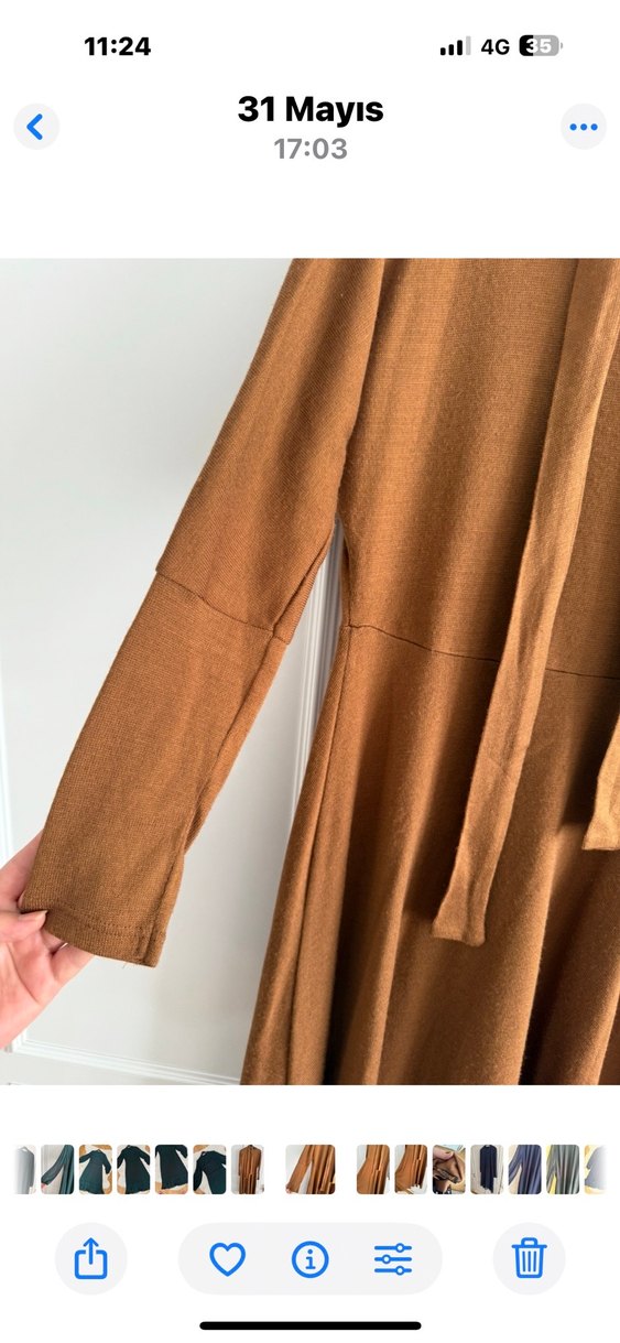 Kadın Triko Uzun Bej Elbise - Görsel 2