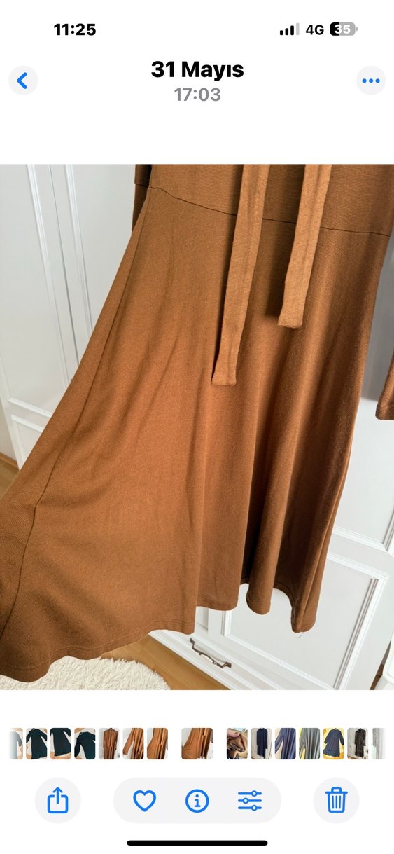 Kadın Triko Uzun Bej Elbise - Görsel 4