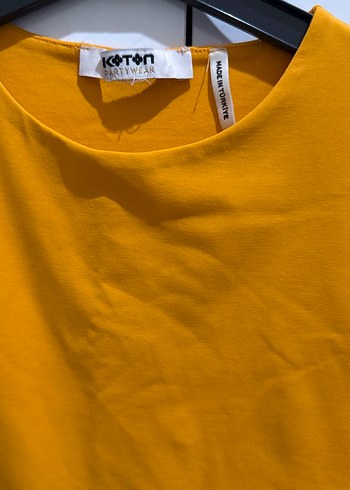 Turuncu Uzun Kollu Kemerli Mini Bluz - Görsel 2