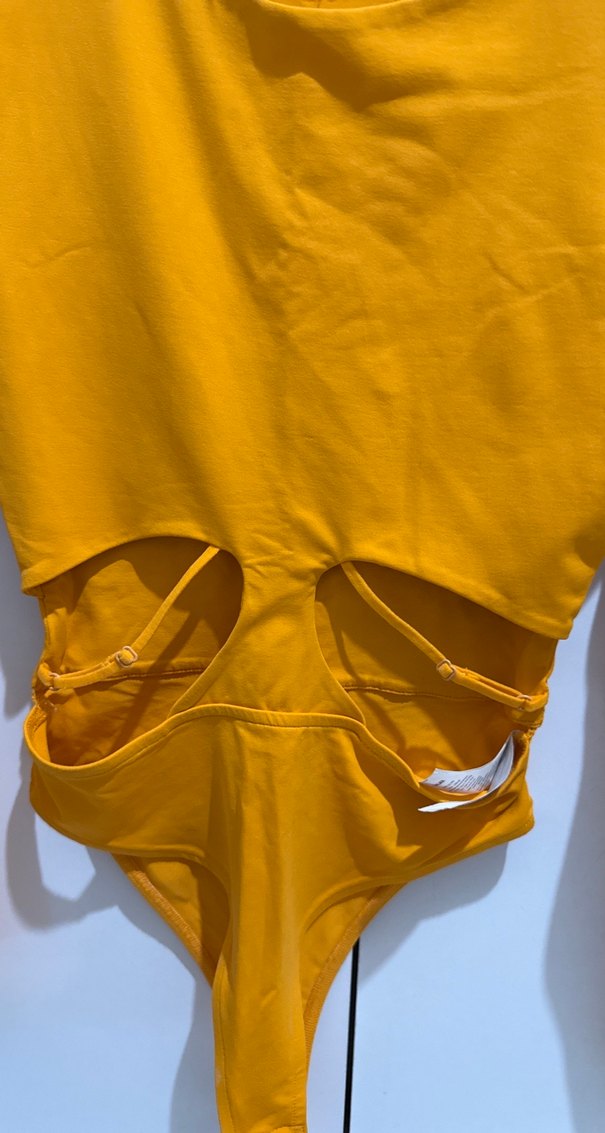 Turuncu Uzun Kollu Kemerli Mini Bluz - Görsel 3