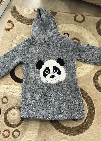 Kız Çocuk Gri Kapüşonlu Panda Sweatshirt