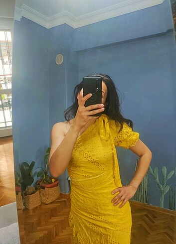 Mango Mango Sarı uzun elbise 