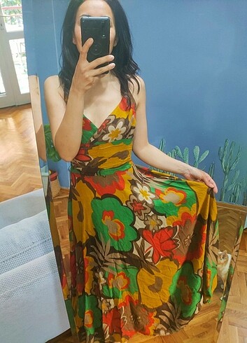 s Beden Zara Çiçekli elbise