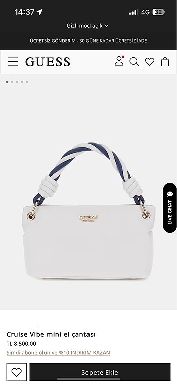 Orijinal Guess çanta yeni etiketli