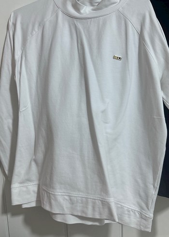 m Beden beyaz Renk Kadın Beyaz Yüksek Yaka Uzun Kollu Sweatshirt