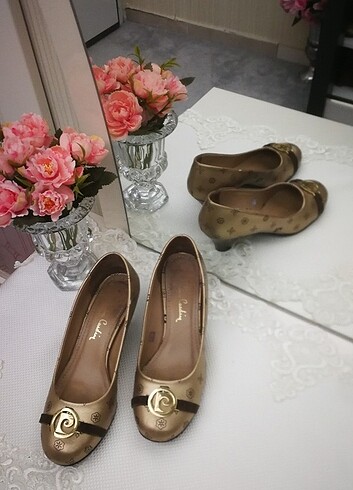 Pierre Cardin Gold / dore topuklu ayakkabı