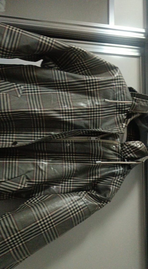 Gri Kareli Midi Street Style Kadın Yağmurluk - Görsel 2