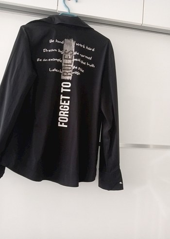 Siyah Düğmeli Uzun Kollu Kadın Gömlek spor çok şık - Görsel 6