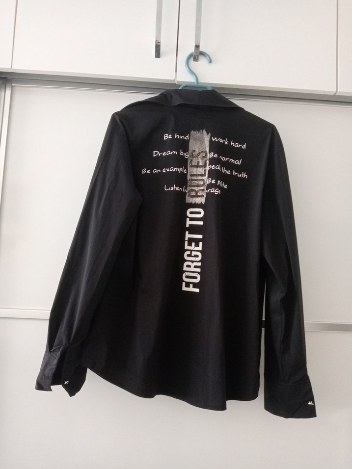 Siyah Düğmeli Uzun Kollu Kadın Gömlek spor çok şık - Görsel 5