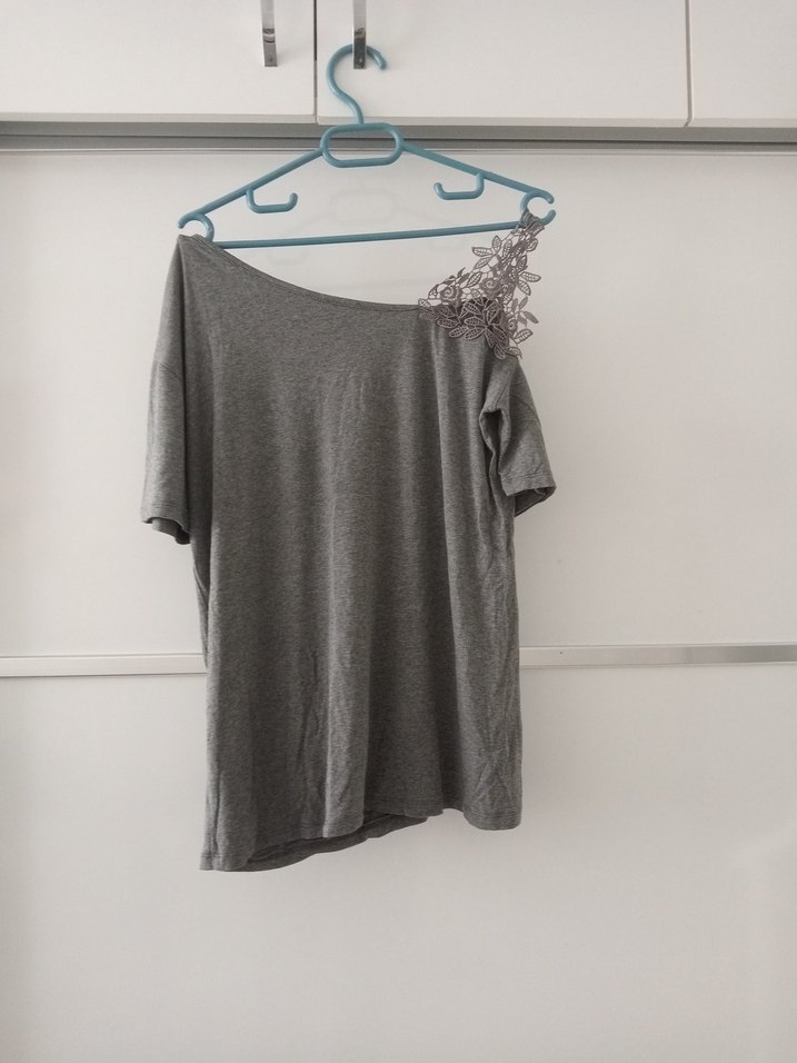 Gri Salaş penye yumuşak Bluzu - Görsel 2