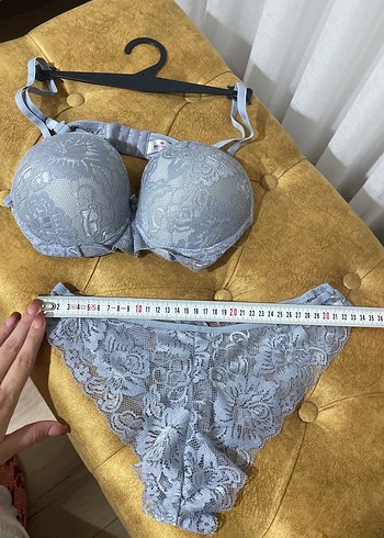 Gri Bohem Dantel Sütyen Takımı