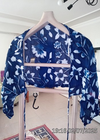 Mavi Bağlama Desenli Mini Etek - Görsel 4