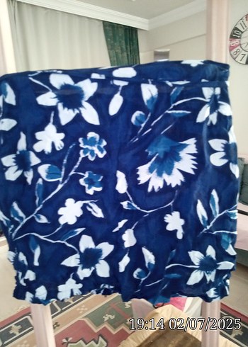 Mavi Bağlama Desenli Mini Etek - Görsel 3