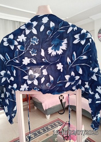 Mavi Bağlama Desenli Mini Etek - Görsel 5