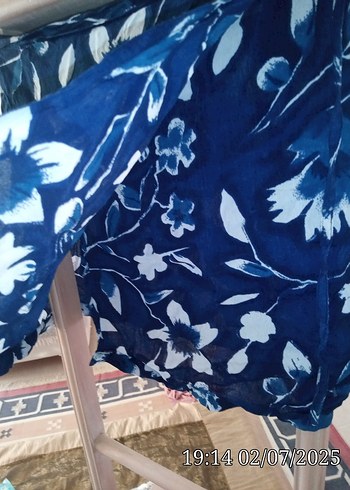 Mavi Bağlama Desenli Mini Etek - Görsel 2