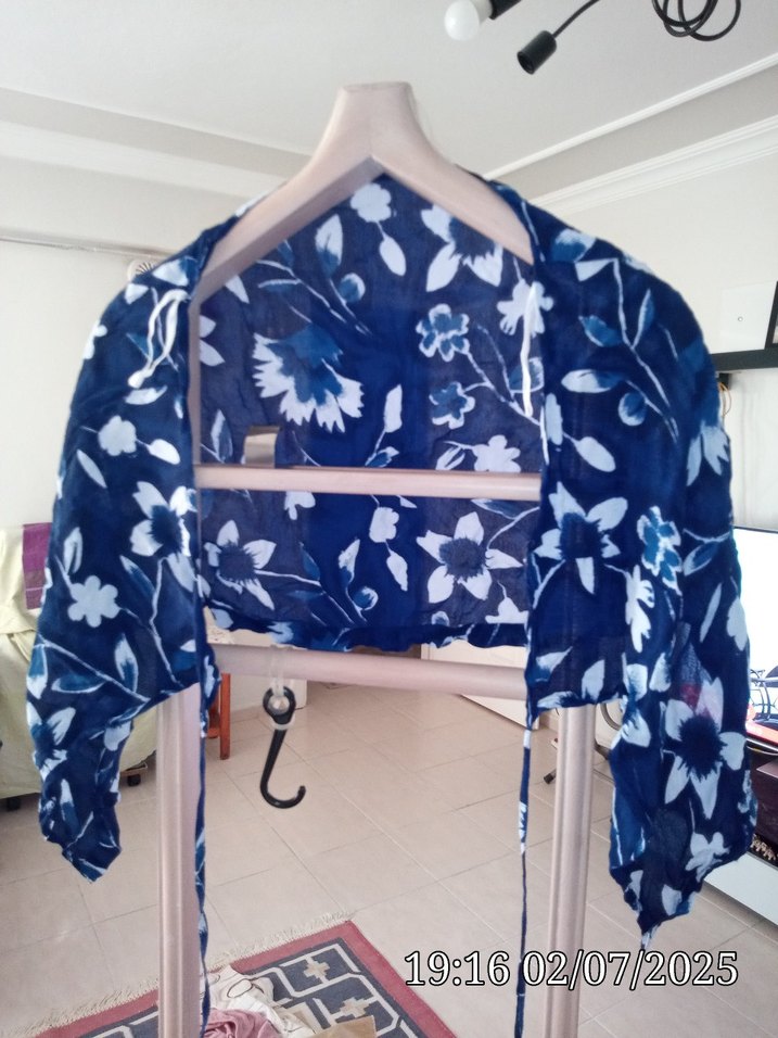 Mavi Bağlama Desenli Mini Etek - Görsel 4