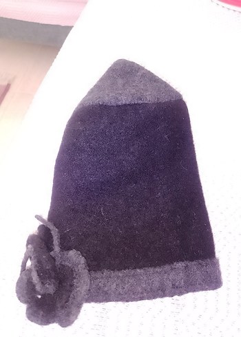 Siyah gri kalın keçeli bere - Görsel 7