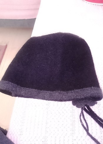 Siyah gri kalın keçeli bere - Görsel 2