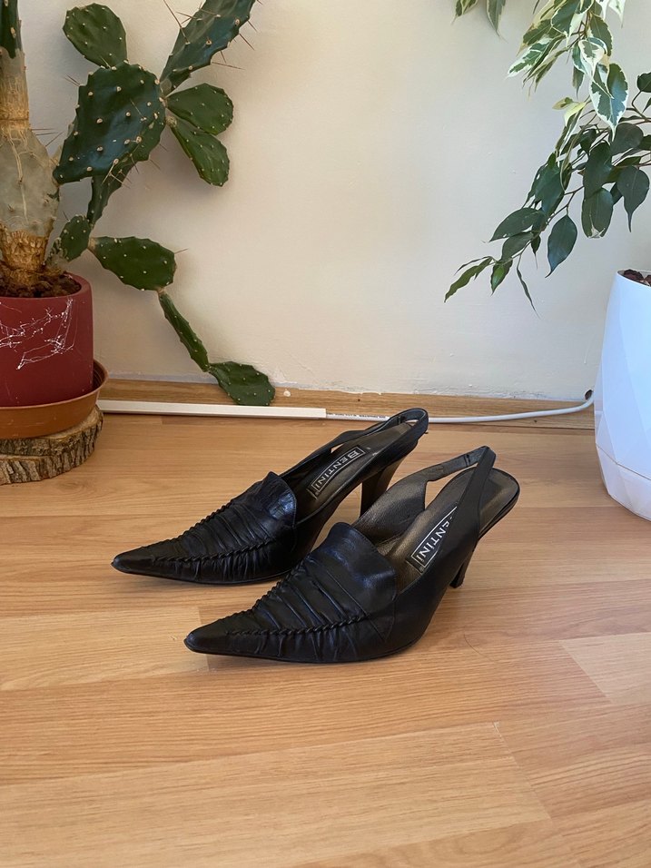 Siyah Pileli Stiletto - Görsel 5