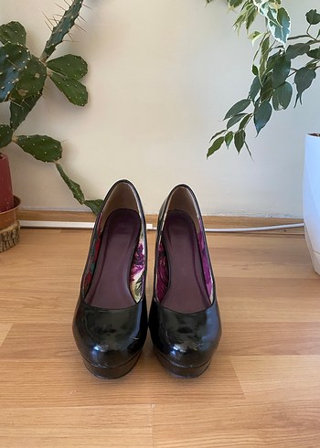Siyah Parlak Platform Topuklu Kadın Stiletto - Görsel 3