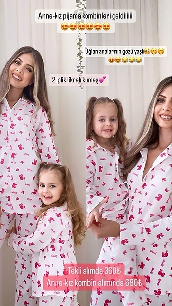 Anne kız tatlı mı tatlı pijama takımı