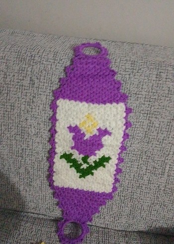 Mor Çiçek Desenli Örgü Banyo Süngeri - Görsel 2