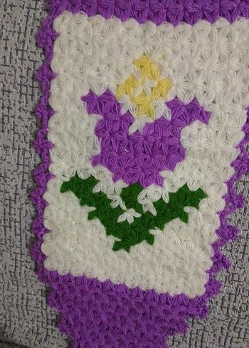 Mor Çiçek Desenli Örgü Banyo Süngeri - Görsel 3