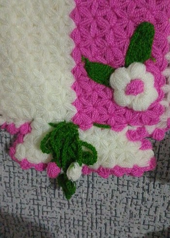 Pembe Çiçekli El Örgüsü Banyo Süngeri - Görsel 2