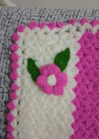 Pembe Çiçekli El Örgüsü Banyo Süngeri - Görsel 3