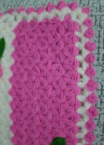 Pembe Çiçekli El Örgüsü Banyo Süngeri - Görsel 4