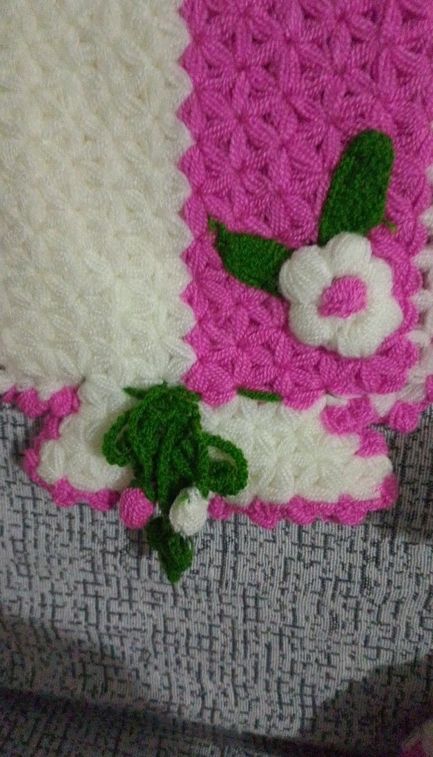 Pembe Çiçekli El Örgüsü Banyo Süngeri - Görsel 2