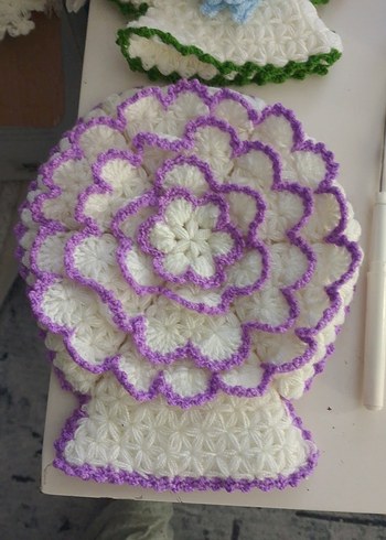 Mor Kenarlı Beyaz Banyo Süngeri - Görsel 2