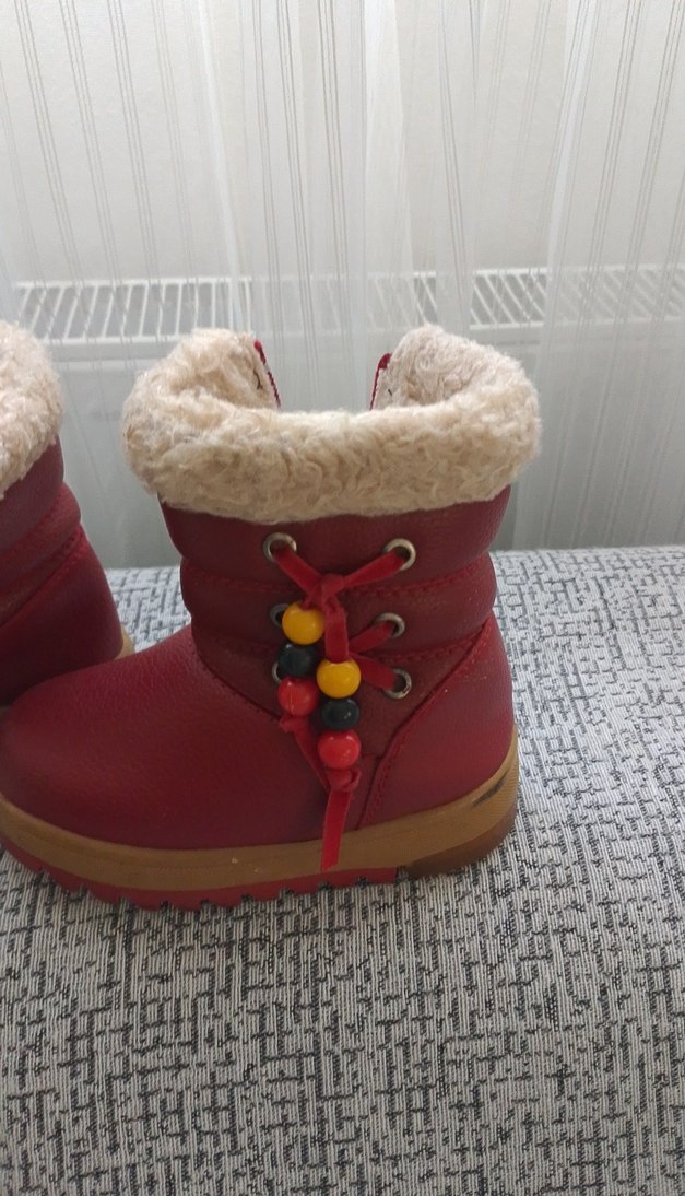 Nakışlı Kürklü Kız Çocuk Kırmızı Bot - Görsel 2