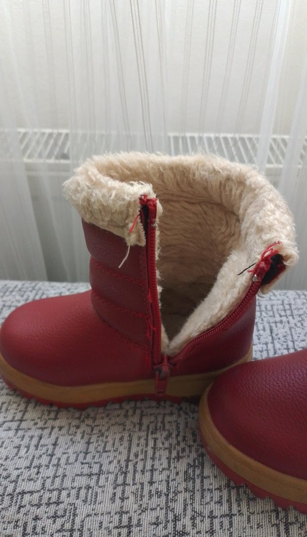 Nakışlı Kürklü Kız Çocuk Kırmızı Bot - Görsel 3