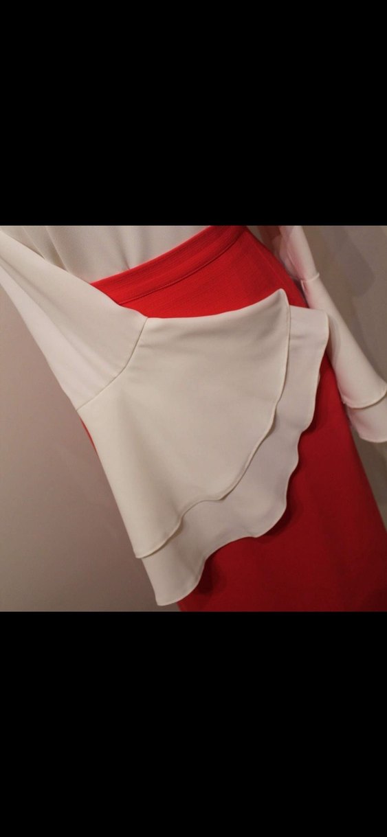 Volanlı gömlek ve nar çiçeği kalem etek - Görsel 2