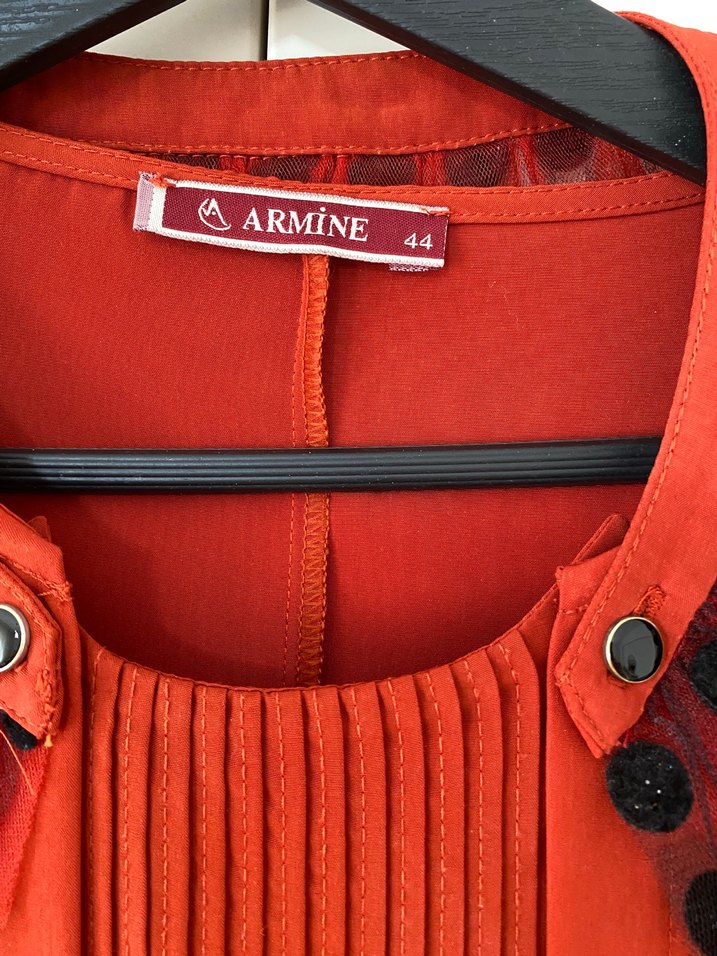 Kiremit Vintage Nakışlı Kadın Uzun Kaban - Görsel 2