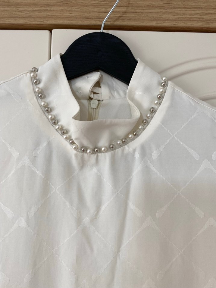 Uzun Kollu Beyaz Bohem Salaş Elbise - Görsel 3