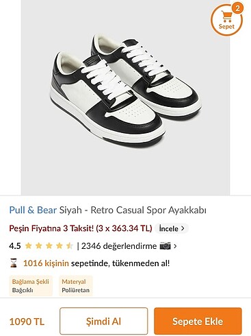 37 Beden Pull&bear orijinal spor ayakkabı