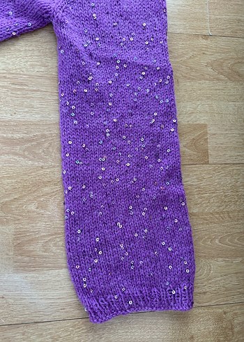 Parlak Mor Örgü Kadın Kazak - Görsel 3