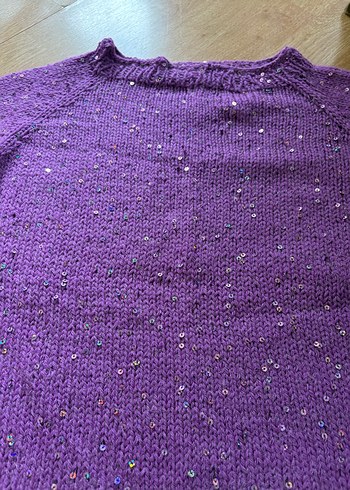 Parlak Mor Örgü Kadın Kazak - Görsel 2