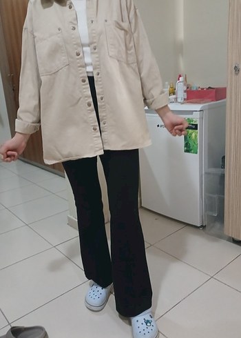 LC Waikiki Bej Düğmeli Uzun Kollu Kot Ceket
