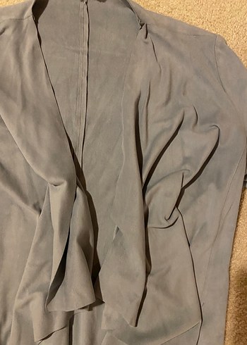 Buz mavisi Zara Süet Salaş Midi Ceket - Görsel 2