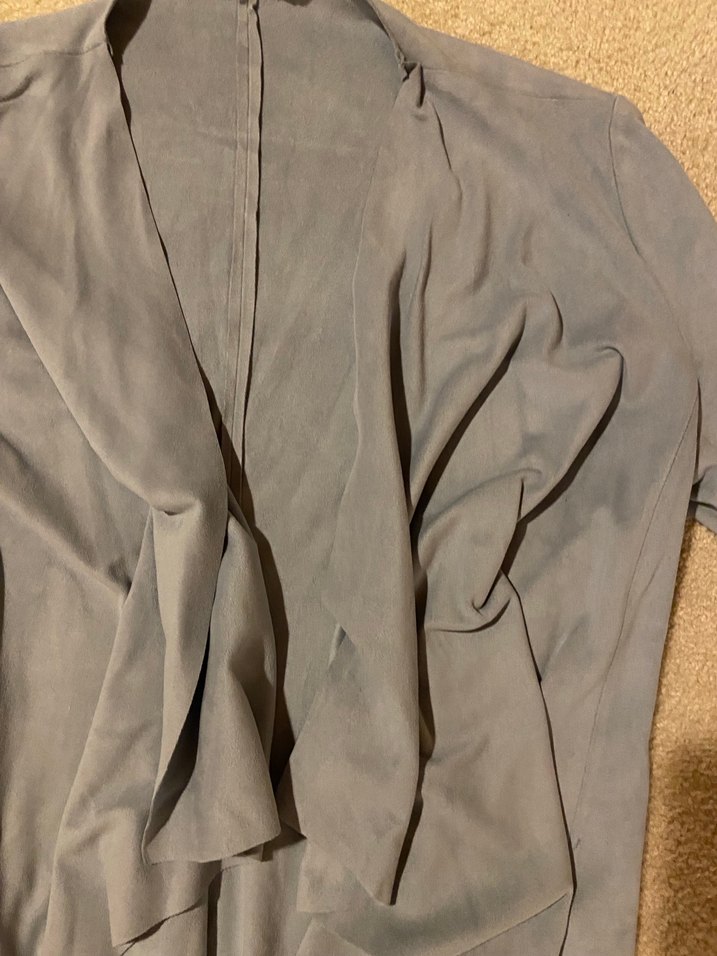 Buz mavisi Zara Süet Salaş Midi Ceket - Görsel 2