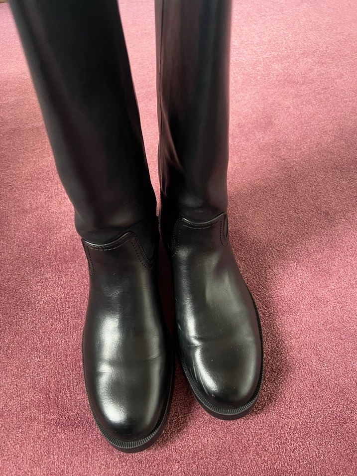 Kadın Siyah Deri Dizüstü Tokalı Topuklu Çizme - Görsel 4