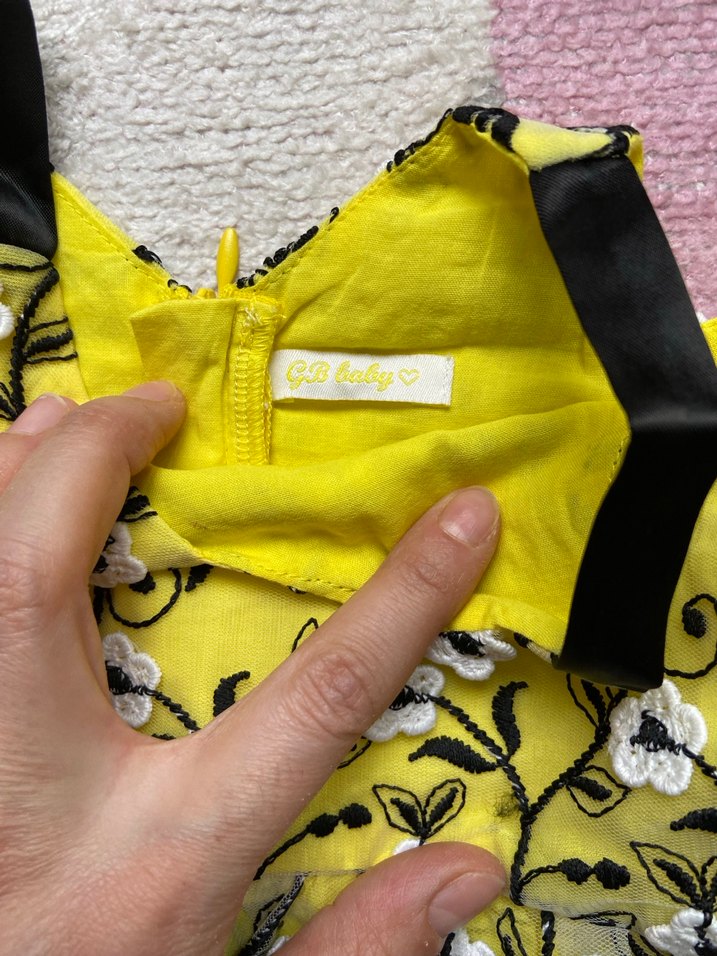 Sarı Nakışlı Dantel Detaylı Kız Elbisesi - Görsel 3