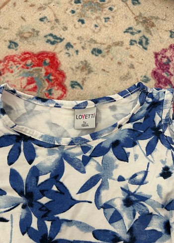 Kız Çocuk Mavi Desenli Kısa Kollu Elbise - Görsel 3