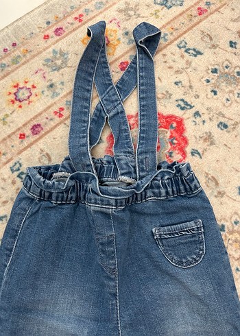 Kız Çocuk Renkli Batik Desenli Kot Tulum - Görsel 2