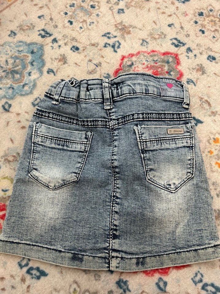 Nakışlı Payetli Kız Çocuk Kot Etek - Görsel 3