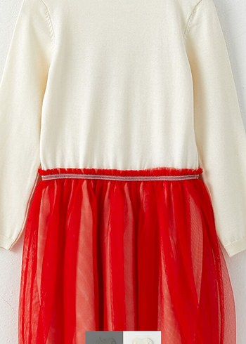 Kız Çocuk Kırmızı Nakışlı Uzun Kollu Elbise - Görsel 2